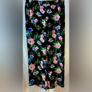 Torrid Floral Black Flowy Wide‎ Leg Sheer Pants with Built in Shorts Size 00 M/L